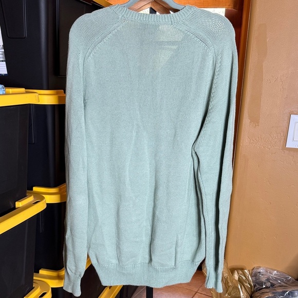 Lands’ End Men's Sage Green V-Neck Sweater 100% Cotton Size XL Tall Oversized - Picture 7 of 7